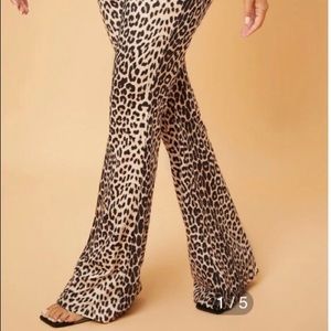 Shein high waisted flare leg leopard print pants.  Large.